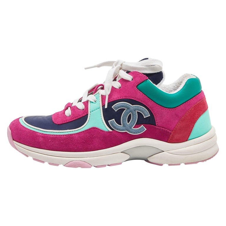 Chanel Multicolor Leather, Satin and Suede Low Top CC Sneakers Size 39 For  Sale at 1stDibs