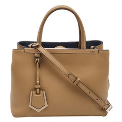 Fendi Beige Leather Small 2Jours Tote