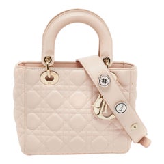 Dior Light Pink Cannage Leather Small Lady Dior My ABCDior Bag