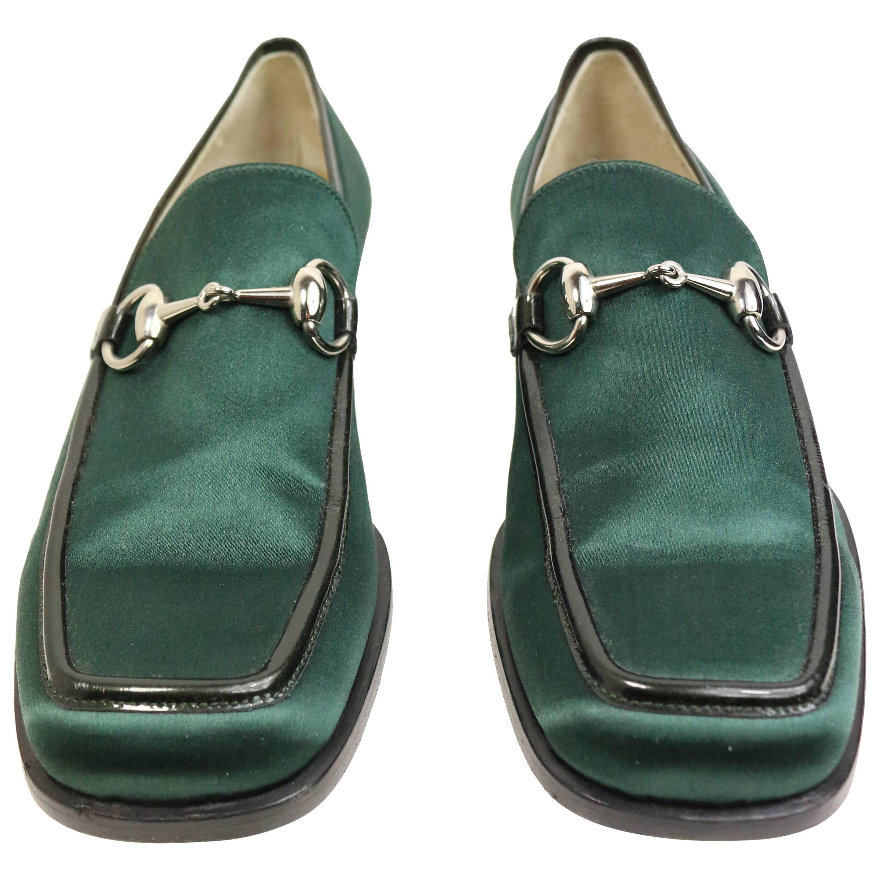 Gucci by Tom Ford Classic Green Satin Loafer 