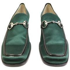 Gucci by Tom Ford Klassisch Grün Satin Loafer