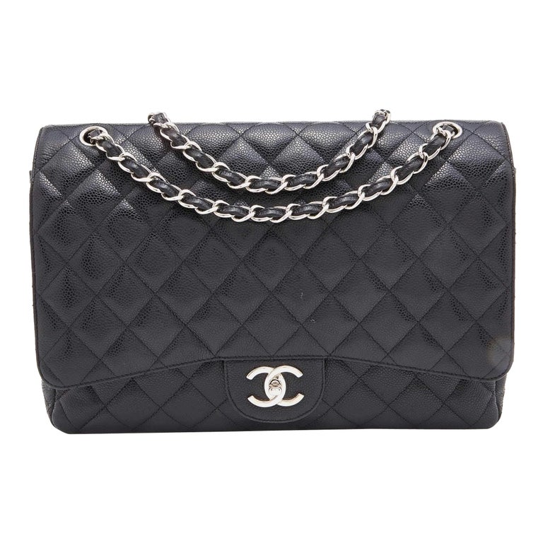 Chanel Rare Black Quilted Patent Leather Chain Around Maxi at 1stDibs
