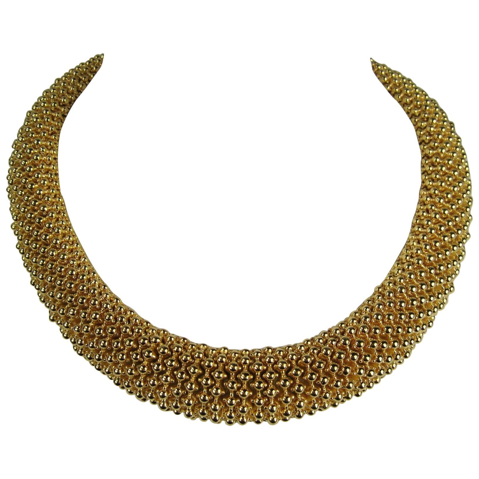 Ciner Gold Tone  Choker Necklace New Old Stock 1980s 