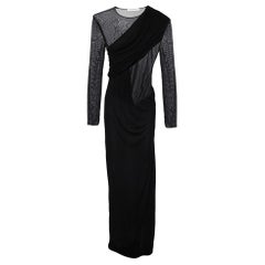 Saint Laurent Black Crepe & Jersey Draped Gown S