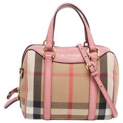 Burberry Pink/Beige Leather Small Alchester Bowler Bag