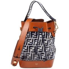 Used Fendi Black/Brown Zucca PVC and Leather Mon Tresor Bucket Bag