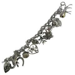 Vintage Sterling Silver Charm Bracelet 1960s 10