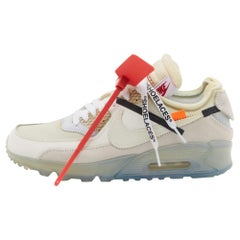 OFF-WHITE C/O VIRGIL ABLOH Helvetica Size 12 White Leather Lace Up Sneakers  at 1stDibs