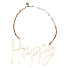Lanvin Gold Tone Happy Pendant Necklace