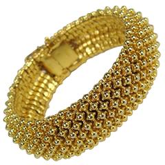 Stunning Ciner Wide Gold Tone Bracelet New Old Stock 1980s 