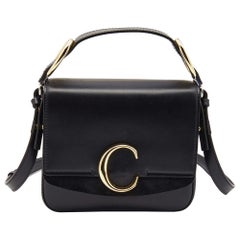 Chloe Black Leather Small C Top Handle Bag