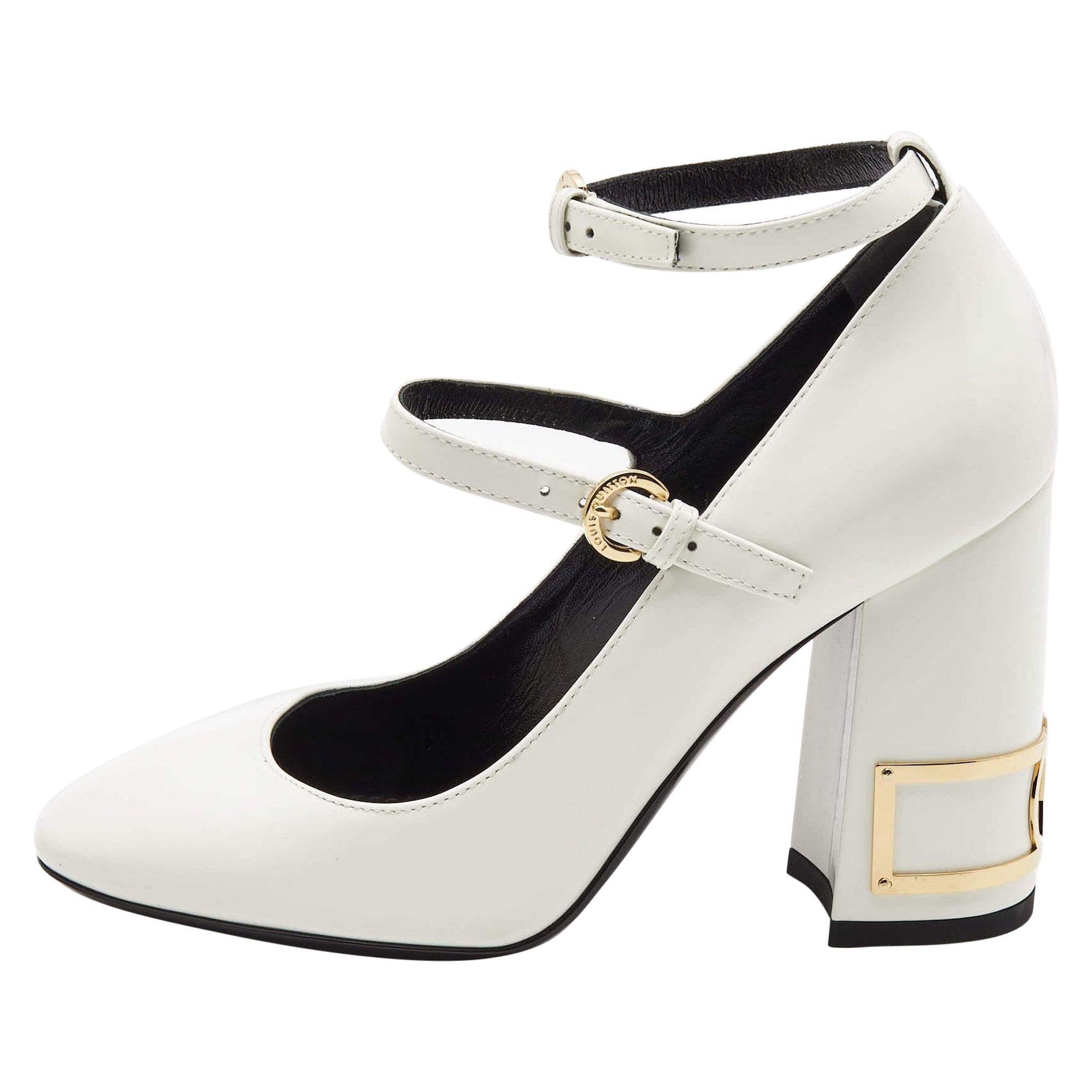Louis Vuitton White Leather Bliss Multistrap Pumps Size 36.5 For Sale at  1stDibs