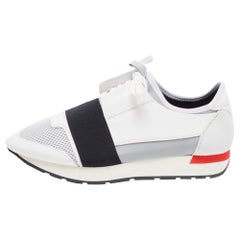 Baskets de course Balenciaga en cuir et maille blanc/gris, taille 41
