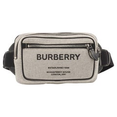 Used Burberry Grey Canvas and Leather West Belt Bag