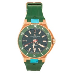 Bernhard H. Mayer Green Ceramic Rose Gold PVD Plated Stainless Steel Rubber Limi