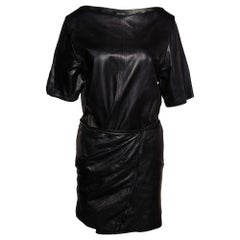 Isabel Marant Black Leather Wrap Effect Mini Dress S
