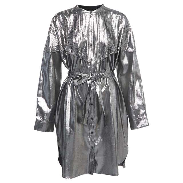 Vera Wang Grey Satin Sequin Embellished Halter Tie Up Flared Dress M at ...