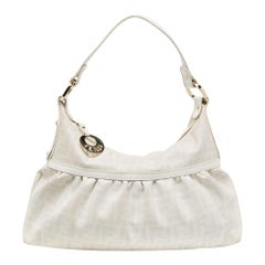 Fendi Off White/Grey Zucca Coated Canvas and Leather Chef Hobo