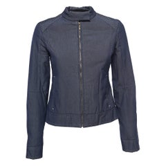 Blaue Chambray-Jacke von Louis Vuitton mit Reißverschluss vorne, S