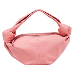 Bottega Veneta Point Raffia & Leather Top Handle Bag In Pink