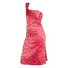 Roberto Cavalli S/S 2008 Leopard Print One Shoulder Dress
