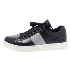 Prada Black Leather Low Top Sneakers Size 38