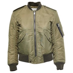 Saint Laurent Military Green Nylon Zip Front Jacket S