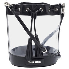 Miu Miu Blue Vitello Shine Leather Drawstring Bucket Bag at 1stDibs