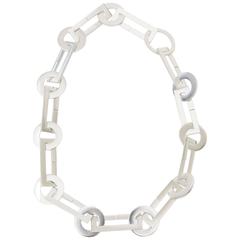 Sterling Silver Hallmarked Circle/Rectangle Modernist Link/Chain Necklace 1
