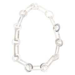 Modernistische Gliederkette aus Sterlingsilber mit Kreis und rechteckiger Halskette