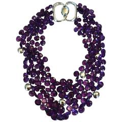 Patricia Von Musulin Amethyst and Sterling Silver Petal Necklace