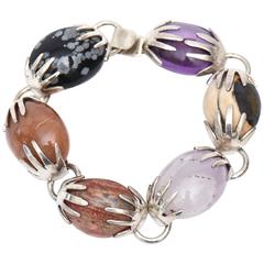 Sterling Silver, Amethyst and Agate Stone Hallmarked Bracelet 4