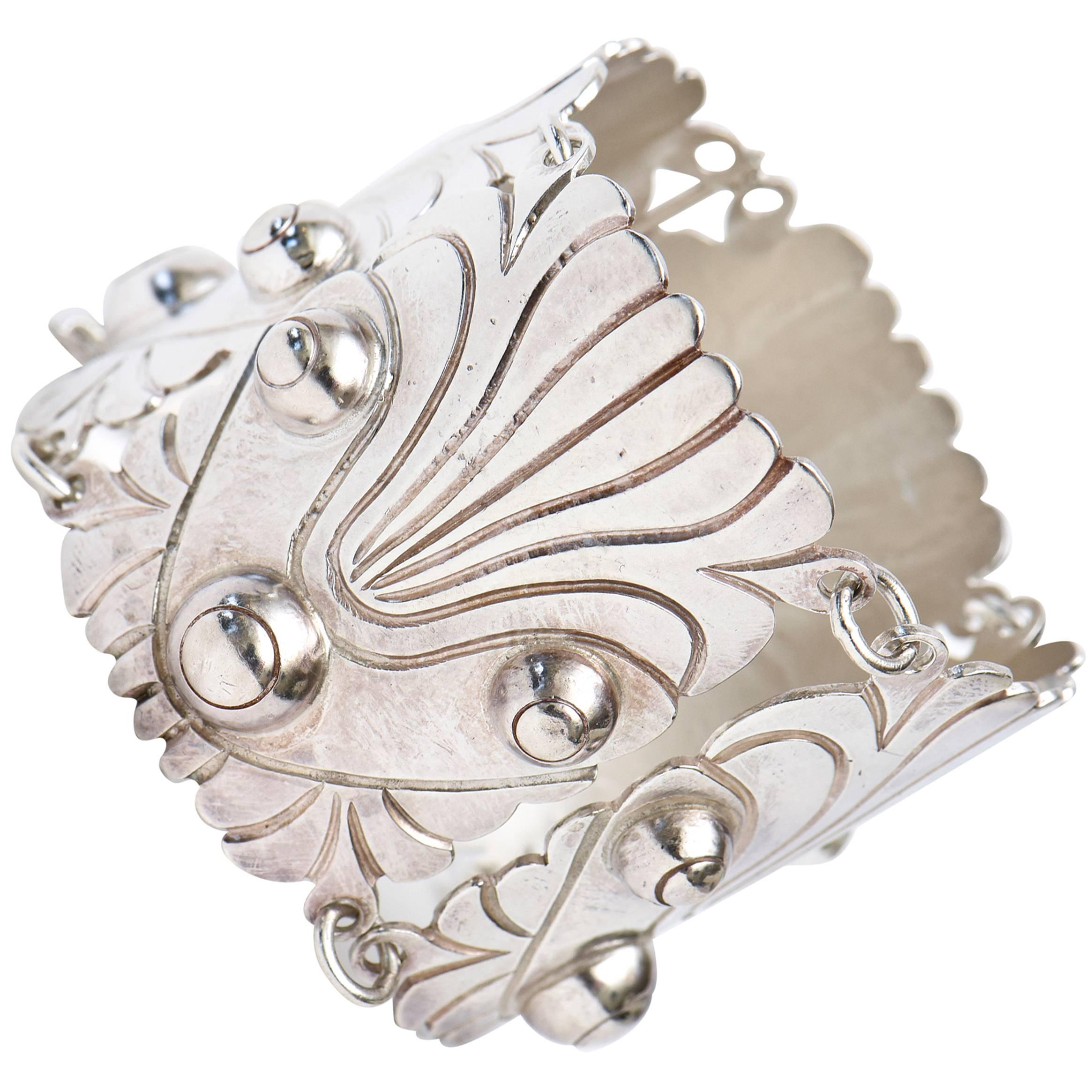 Hallmarked 980 Silver Cuff Vintage Bracelet 