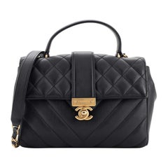 Chanel In The City Top Handle Flap Bag Mixed Quilt Calfskin Small