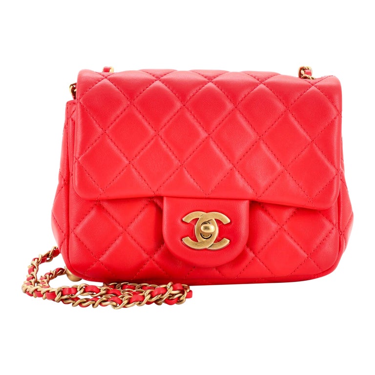 Chanel Mini Rectangular Flap Bag 21 Pink in Calfskin Leather with