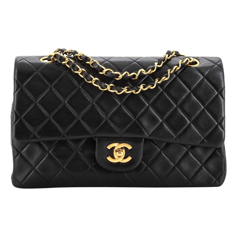 Chanel Vintage Classic Double Flap Bag Quilted Lambskin Medium For Sale at  1stDibs