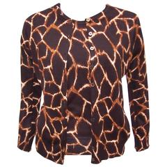 Vintage 1990's Dolce & Gabbana Giraffe Animal Print Silk Knit Sweater Set