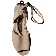 Donna Karan Suede Ankle Wrap Sandals 1990's Size 6.5