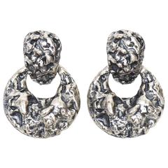 Pair of Signed Napier Brutalist Style Clip On Earrings 5