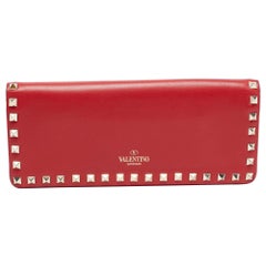 Valentino Red Leather Rockstud Bangle Clutch