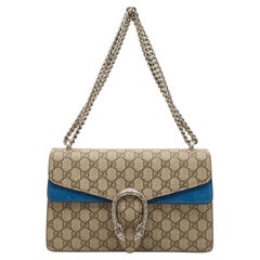 Gucci Blau/Beige GG Supreme Canvas und Wildleder Kleine Dionysos Umhängetasche