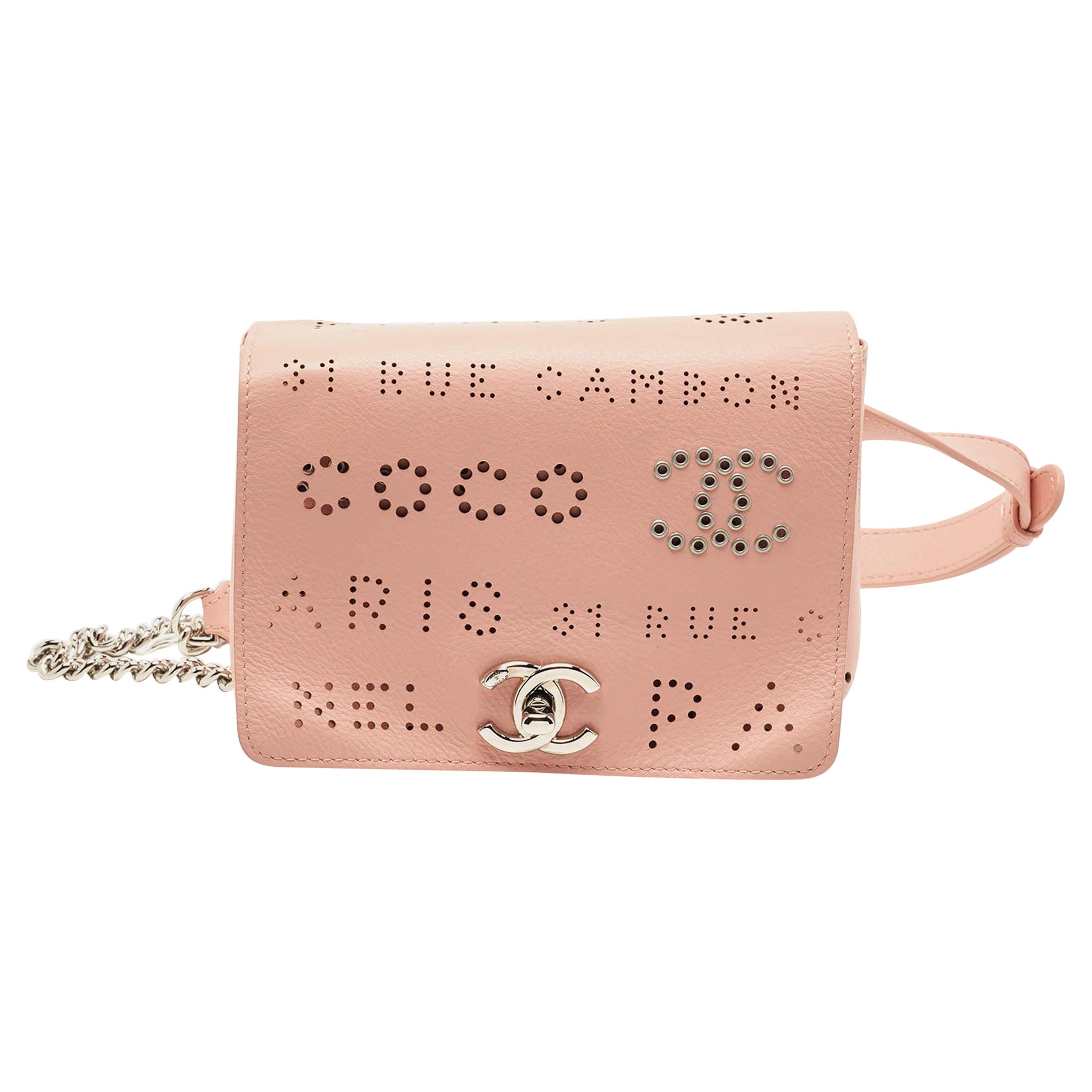 Chanel Pink Leather Eyelet Waist Bag For Sale at 1stDibs
