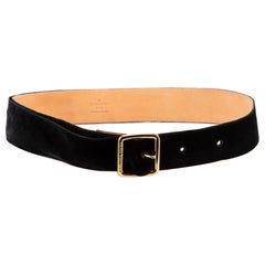 Louis Vuitton Women's Black Leather Velvet Strap Belt