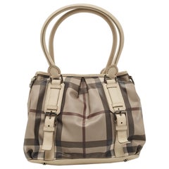 Burberry Beige House Check Coated Canvas and Leather Small Northfield Tote