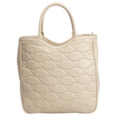 Lulu Guinness Women's Cream Leather Lip Embroidered Tote Bag