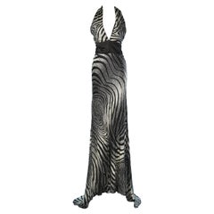 Backless printed and beaded silk evening dress Pierre Cardin NEW with tag 