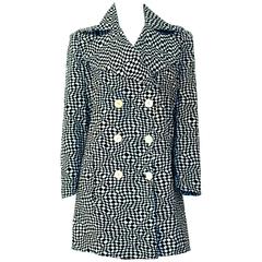 60s Cotton Black & White OP ART Double Breasted Jacket