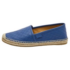 Gucci Blue Microguccissima Leather Espadrilles Size 37