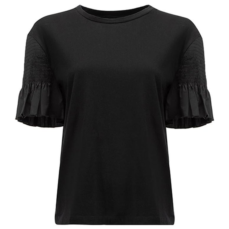 Black Loose Fit Shirring Detail T-shirt Size S For Sale