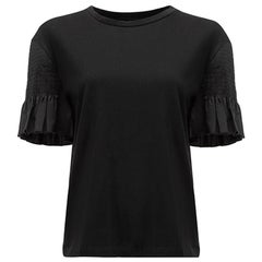 Black Loose Fit Shirring Detail T-shirt Size S